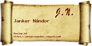 Janker Nándor névjegykártya